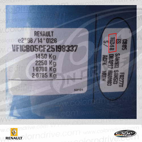 RENAULT-Farbcode-Etikett Beispiel 1